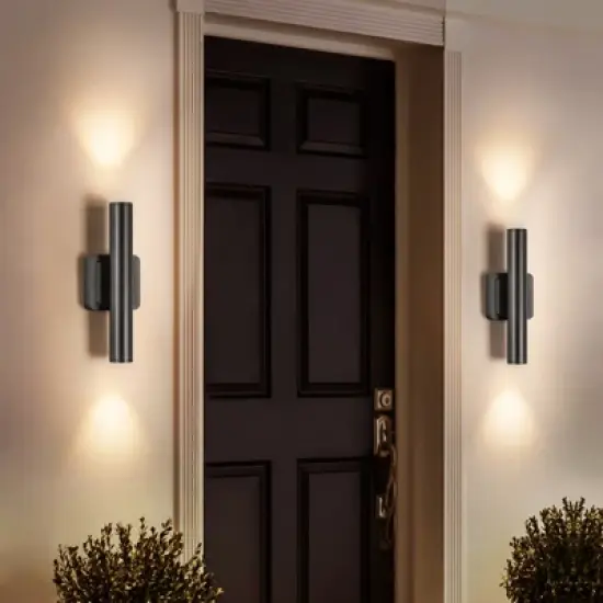 Rennnsan Nuvane 11"-23"H Hardwired Cylinder Aluminum Industrial LED Dimmable Outdoor Wall Sconce in Black image {5}