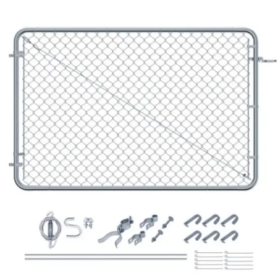 Adjust-A-Gate Fit-Right Chain Link Fence Walk-Through Gate Kit, Metal Fencing Gate with Round Corner Frame image {6}