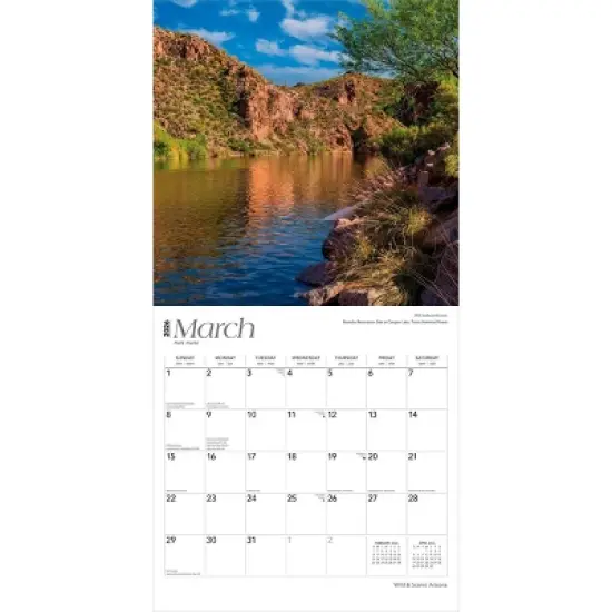 BrownTrout Arizona Wild and Scenic 2026 12"x24" Hanging Square Wall Calendar Plastic-Free image {2}