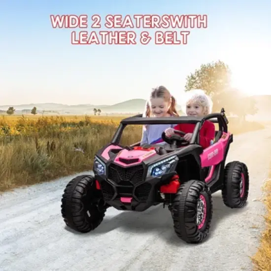 2-Seater 24V Ride-On UTV &ndash; Powerful 4WD Electric Car for Kids with Remote Control, Shock Absorbers, Leather Seats, Music & Lights image {1}