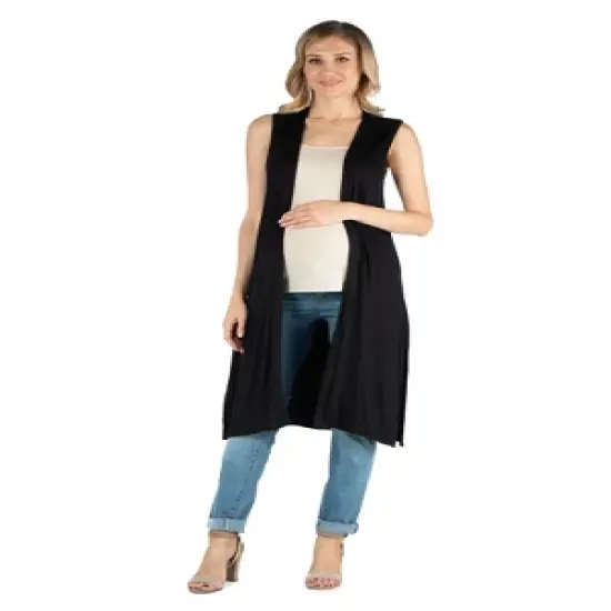 Sleeveless Long Maternity Cardigan image {4}