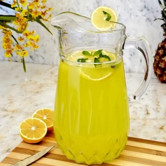 Slickblue Luxury 75 oz Cristalline Glass Pitcher &ndash; Neoclassical Intricate Pattern, Perfect for Water, Juice, Cocktails image {1}