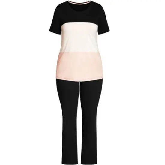 Women's Plus Size  Color Block Sleep Set - black | EVANS image {2}