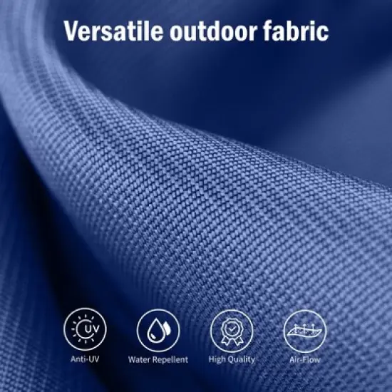 Captiva Designs 8pc Patio Dining Set with Rectangular Steel Table & Black Steel Chairs & Blue Umbrella image {13}