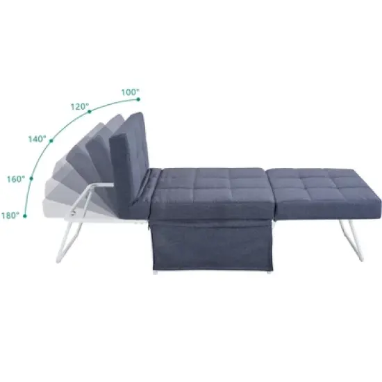 Folding Ottoman Bed with Adjustable Backrest, Modern Futon Couch, Convertible Chair into Sofa Bed for Living Room Apartment Office Small Space image {1}