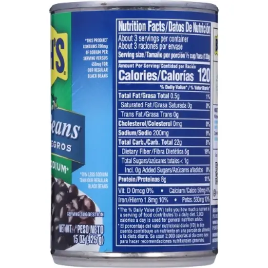 Bush's Reduced Sodium Black Beans - 15oz image {4}