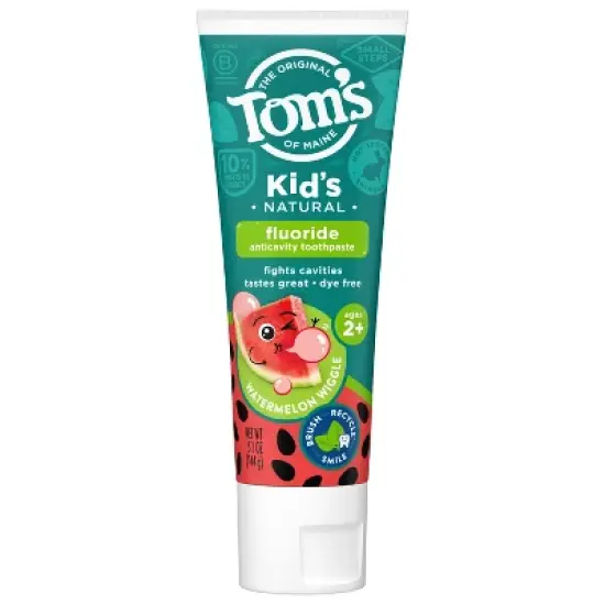 Tom&rsquo;s of Maine Watermelon Wiggle Kids'  Anticavity Fluoride Toothpaste - 5.1oz image {8}