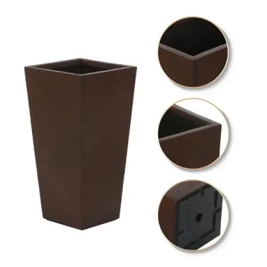 LuxenHome Square Tapered 18.5" H House Planters, Indoor & Outdoor Black image {4}