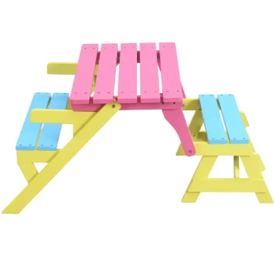 Yinvani Colorful Wood Multifunctional Children's Armchair with Integrated Table and Chair image {5}