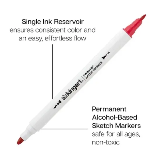 KINGART Twin-Tip Sketch Markers, Alcohol-Based, 12 Colors image {1}