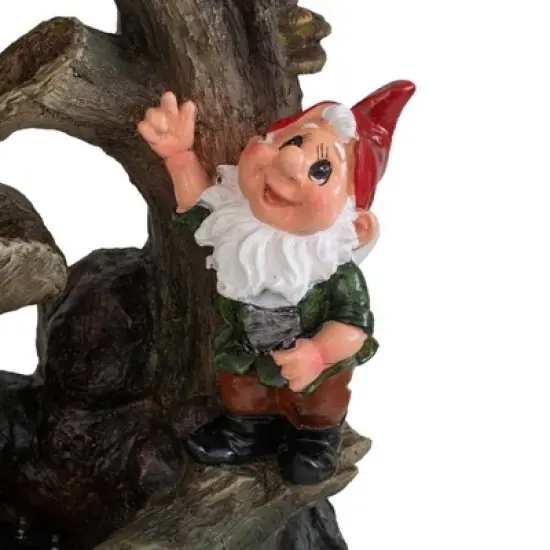 NAYSAYE Fountain Decorative Woodland Gnome Water Feature to Create Atmosphere Suitable for Garden Patio Indoor Outdoor, Brown, 8.3"*4.7"*13.8" image {4}