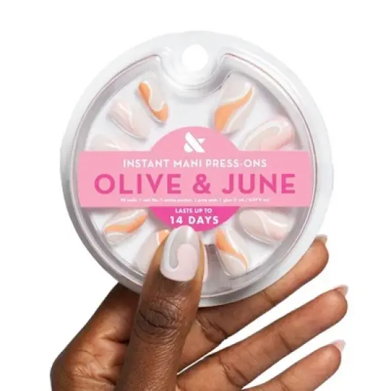 Olive & June Press-On Fake Nails - M Almond - Pink Swirl Mixed Pack - 42ct image {2}