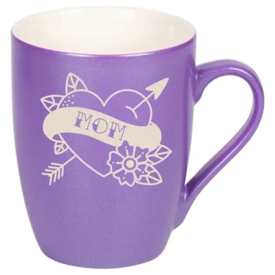 100 North Floral Heart 10 Ounce Passion Purple Metallic Finish, Comfortably Fits Your Hands, New Bone China Coffee Tea Cup Mug, Mom image {1}