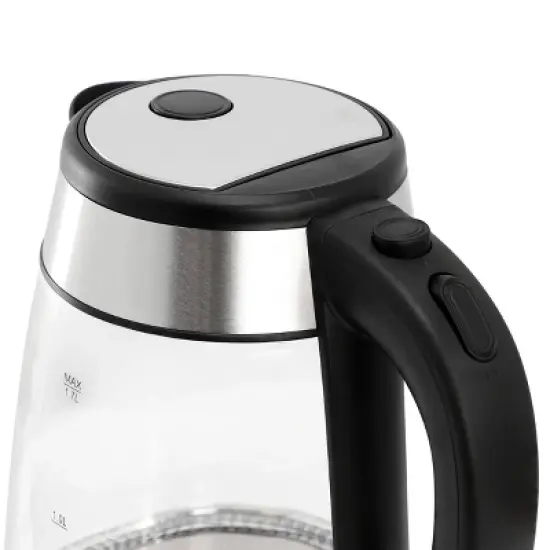 MegaChef 1.7L Glass & Stainless Steel Electric Tea Kettle Clear/Silver: 1000W, Borosilicate Glass, 90-Day Warranty image {3}