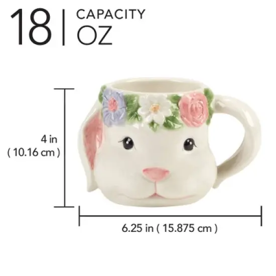 Certified International (Set of 4) 18oz Easter Morning 3D Bunny Mugs image {2}