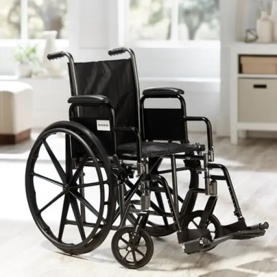 McKesson Steel Wheelchair with Swing-Away Footrest, 250-350 lbs. Weight Capacity image {2}