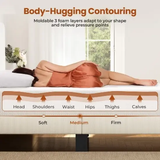 Yaheetech 8" Gel Memory Foam Mattress with Green Tea Scent, Cooling Tech, 3 Foam Layers image {4}