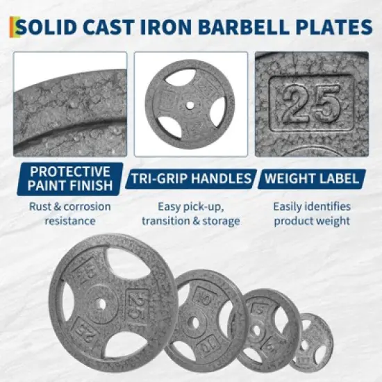 1-Inch Cast Iron Weight Plates Set &ndash; 2.5/5/10/25 LB Options for Home Gym, Weightlifting & Strength Training &ndash; Available in , Pairs, or Sets image {3}