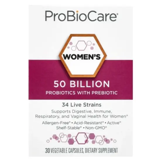 ProBioCare Women's Probiotics With Prebiotic, 50 Billion, 30 Vegetable Capsules image {3}
