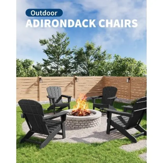 Modern Oversized HDPE Adirondack Chair Poly Lumber Firepit Chair Wood Grain Texture Ergonomic 380LB image {4}