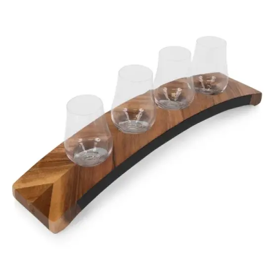 Legacy Acacia Wood Lowlands Whiskey Flight Glencairn Glass Tasting Set image {6}