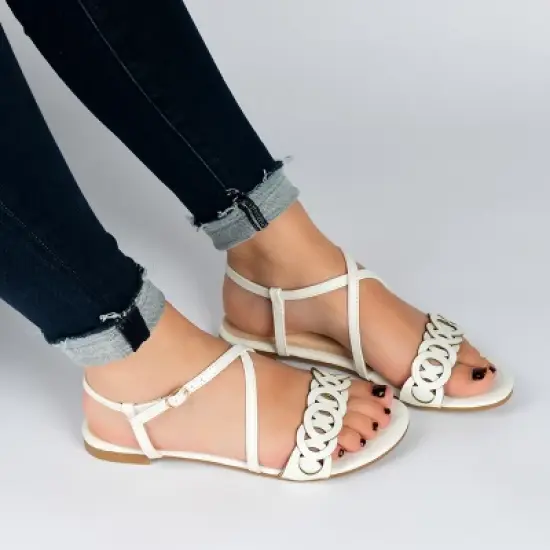 Journee Collection Womens Jalia Multi Strap Flat Sandals image {8}