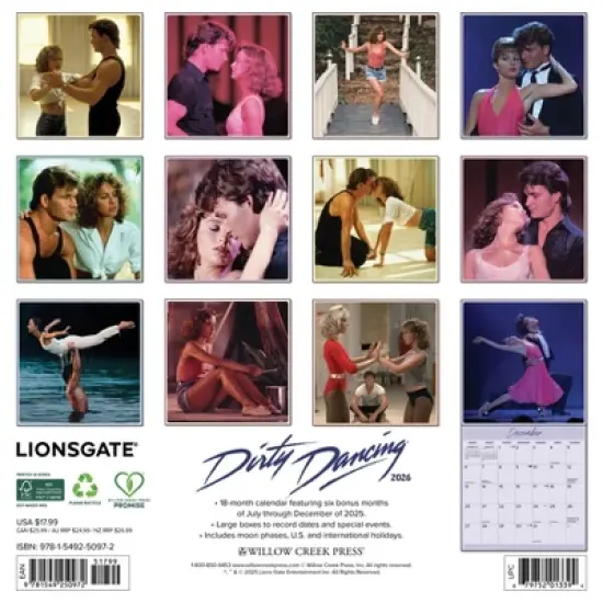 Willow Creek Press 12"x12" 2026 Dirty Dancing Wall Calendar image {1}