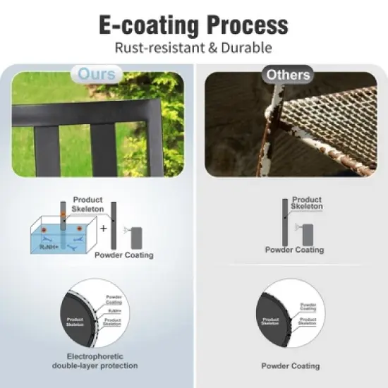 Captiva Designs 7pc Patio Dining Set with Slat-top Rectangle Steel Table & Metal Stackable Chairs image {9}