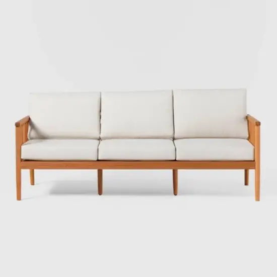 Saracina Home Modern Boho Eucalyptus Outdoor Spindle Sofa with Cushions
 image {7}
