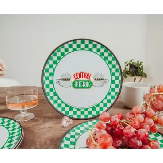 Silver Buffalo Friends Central Perk Checkerboard Logo 10-Inch Melamine Dinner Plates | Set of 4 image {5}