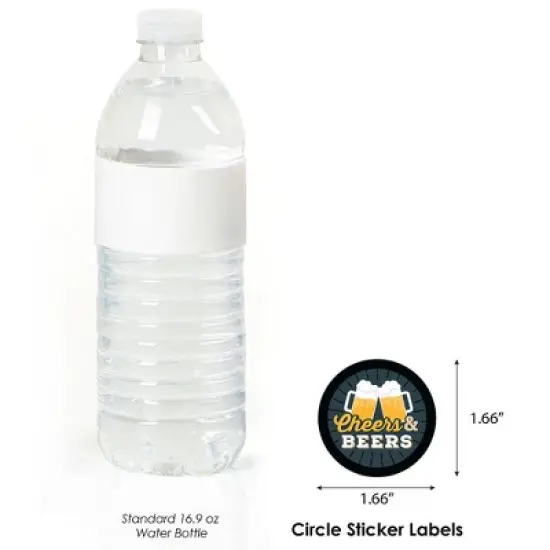 Big Dot of Happiness Cheers and Beers Happy Birthday - Birthday Party Circle Sticker Labels - 24 Count image {2}