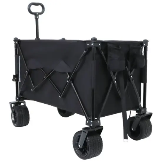 NAYSAYE Wagon Foldable Utility Wagon with Heavy Duty Wheels for Outdoor Transport, Black, 37.4"*23.03"*38.98" image {5}