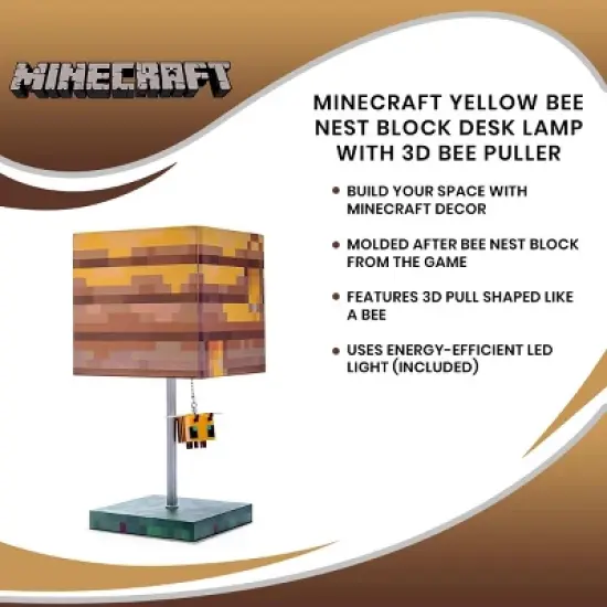 Ukonic Minecraft Yellow Bee Nest Block Desk Lamp with 3D Bee Puller image {6}