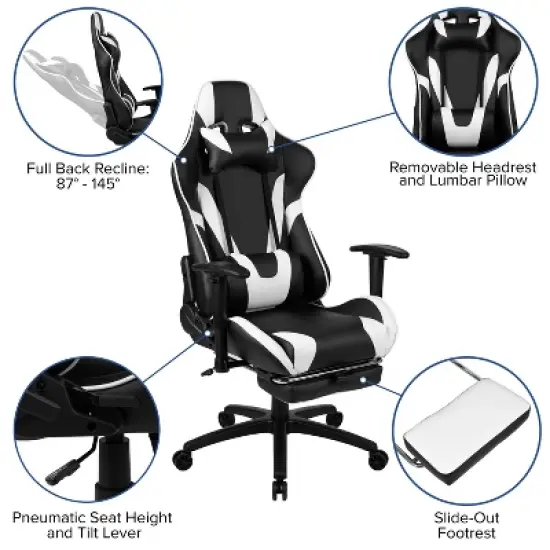 Flash Furniture Gaming Desk and Footrest Reclining Gaming Chair Set - Cup Holder/Headphone Hook/Removable Mouse Pad Top/Wire Management image {5}