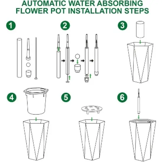 Acekool Set of 2 Self-Watering 16" Tall Planters with Wheels, Water Level Monitor, Large Indoor Outdoor Flower Pots, Drainage, Black image {7}