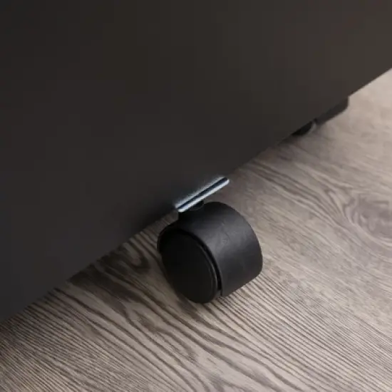 HOMCOM 3 Drawer Storage Cabinet, Mobile Desk Cabinet Under Desk with Wheels, Printer Stand for Home Office, Black image {5}