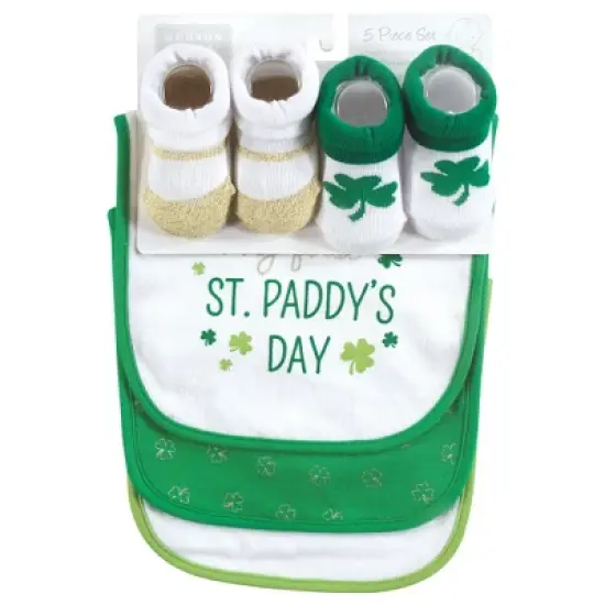 Hudson Baby Infant Girl Cotton Bib and Sock Set, Lucky Lady, 0-9 Months image {1}