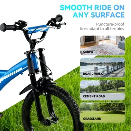 SUGIFT Durable 16"/18" Kids Bike with Adjustable Seat, Dual Brakes, Suspension, Training Wheels and All-Terrain Tires for Ages 4&ndash;9 image {7}