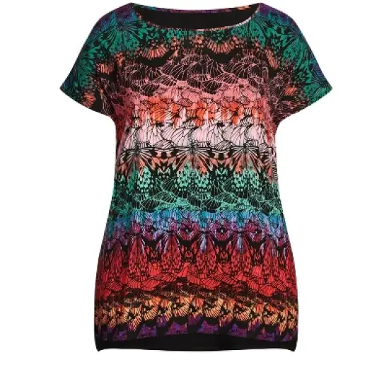 Women's Plus Size Mixed Media Top  - Metamorphosis | AVENUE image {2}