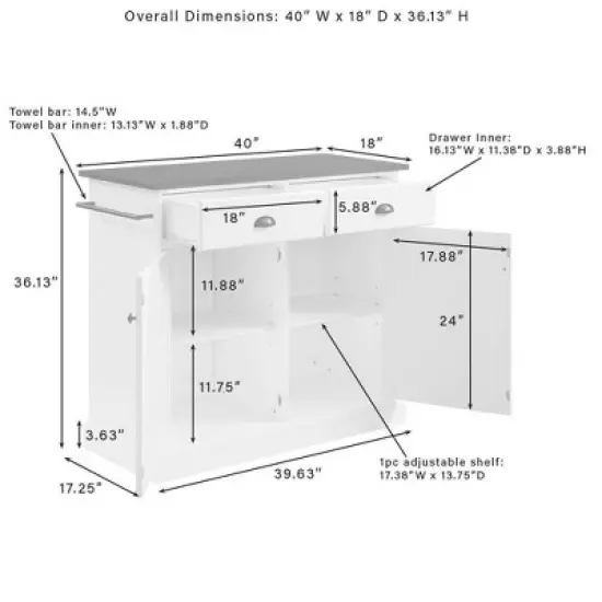 Shoreline Kitchen Island White/Dark Brown - Crosley image {12}