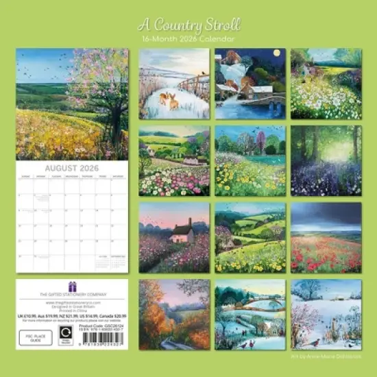 2026 Square Wall Calendar, A Country Stroll, 16-Month Arts & Antiques Theme, 180 Reminder Stickers (12x12 In) image {3}
