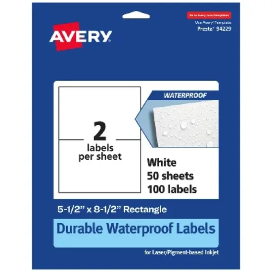 Avery Durable Waterproof Rectangle Labels, 5.5" x 8.5" image {9}