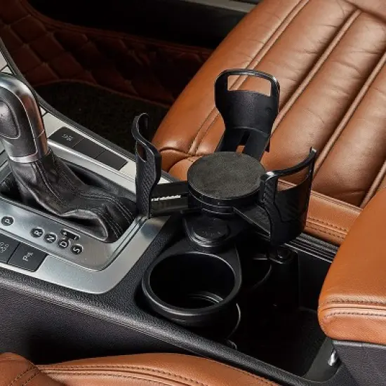 KTMBDW Dual Cup Holder Expander for Car, 2 in 1 Multifunctional Car Cup Holder Extender with Adjustable Base All Purpose for Most Cars, Black image {6}
