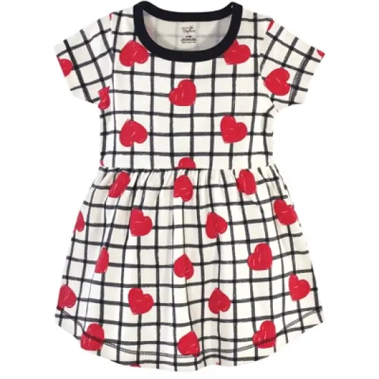 Touched by Nature Baby and Toddler Girl Organic Cotton Short-Sleeve Dresses 2pk, Black Red Heart image {2}
