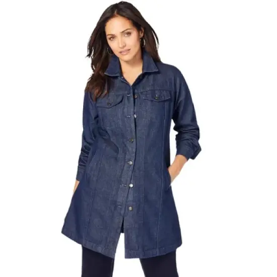 Jessica London Women&rsquo;s Plus Size Long Denim Jacket image {3}