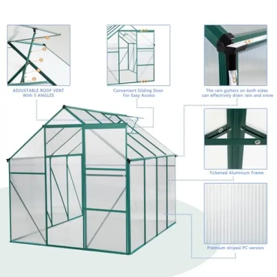 Chery Life Green-6 x 8 FT Outdoor Patio Greenhouse image {4}