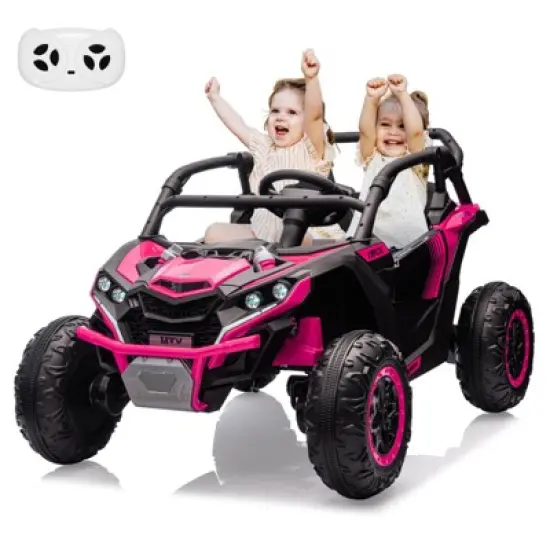 Ride on Car for Kids, 24V 2 Seater Powered Electric Off-Road UTV Toy,4WD Electric Vehicle with Remote Control,LED3 Speeds,Horn, Music image {10}