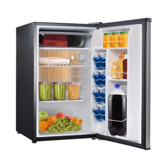 Whirlpool 4.3 cu ft Mini Refrigerator Stainless Steel WH43S1E: Compact Dorm Fridge, Energy Star, Reversible Door, 2 Shelves image {3}