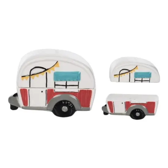 Transpac Ceramic Camper Salt and Pepper Shaker Set of 2 Charming Home Decor for Spring Kitchen image {1}