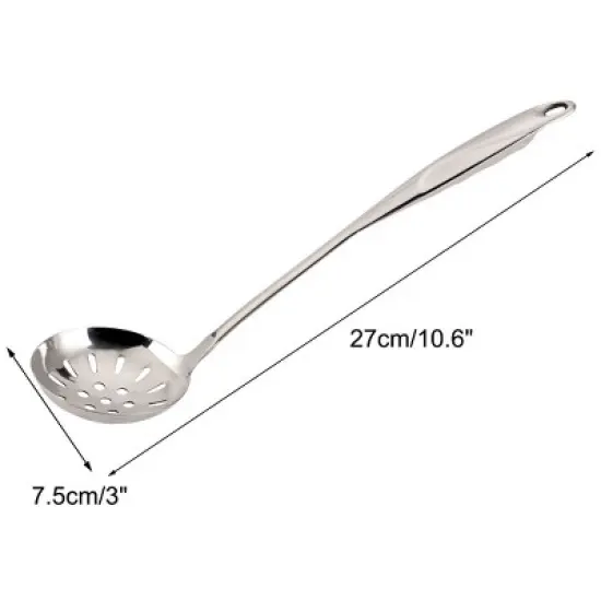 Unique Bargains Heat-resistant Non-stick Stainless Steel Slotted Spoon Strainer Silver Tone 10.6" Length image {1}